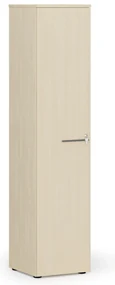 Úzka kancelárska skriňa PRIMO WOOD, 400 x 420 x 1781 mm, breza
