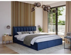 Čalúnená posteľ MOON rozmer 180x200 cm Tmavomodrá