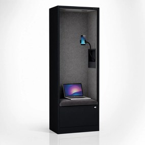 Akustická kabína SALLY MentalBox 600 mm – čierny korpus, tmavosivé sedadlo