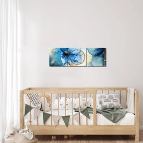Obraz - Kvetinová, atramentová maľba (s hodinami) (90x30 cm)