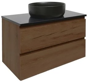 Kúpeľňová skrinka s technickým kameňom SAT B-Wa 99x30x45 cm matný orech BWAY100NUTTK