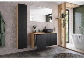Závěsná skříňka pod umyvadlo Luxor Black I s deskou 120 cm černá/dub olejovaný