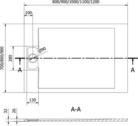 Mexen Otto, SMC obdĺžniková sprchová vanička 100 x 80 cm, čierna, 4N708010