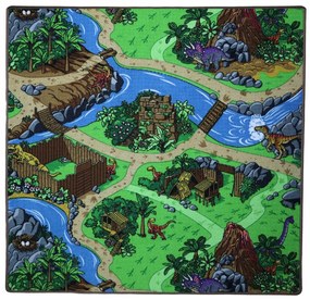 Detský kusový koberec Dino štvorec, 60x60, viacfarebná, detská izba, Vopi