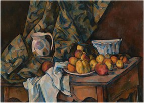 Sklenený obraz - Paul Cézanne, Still Life with Apples and Peaches, reprodukcia (70x50 cm)
