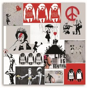 Gario Obraz na plátne Banksy nástenné umenie koláž Rozmery: 40 x 40 cm