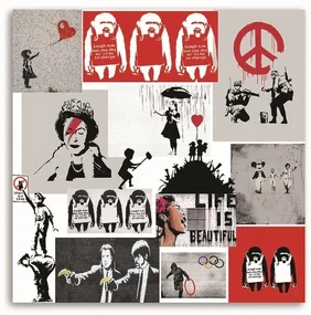 Gario Obraz na plátne Banksy nástenné umenie koláž Rozmery: 60 x 60 cm