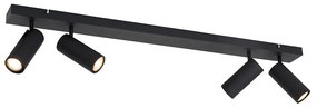 Inteligentný stropný reflektor čierny 4-svetelný nastaviteľný vrátane 4 Wifi GU10 50mm - Renna