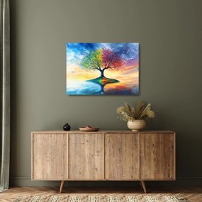 Sklenený obraz – Maľovaný strom ročných období (70x50 cm)
