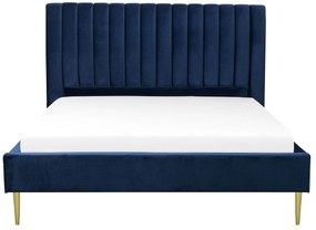 Zamatová posteľ 160 x 200 cm modrá MARVILLE Beliani