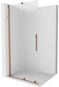 Mexen Velar, sprchová zástena s posuvnými dverami Walk-in 70 x 200 cm, 8mm sklo námraza, ružové zlato, 871-070-000-33-60