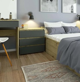Komoda Cleania CL3 (dub artisan + sivá). Akcia -16%. Vlastná spoľahlivá doprava až k Vám domov. 1128597