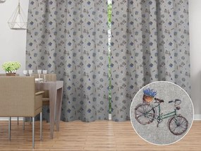 Biante Dekoračný záves PML-097 Levandule a bicykle na sivom režnom 145x250 cm