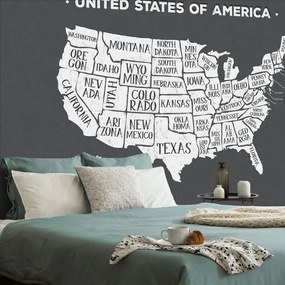 Samolepiaca tapeta moderná mapa USA v čiernobielom prevedení