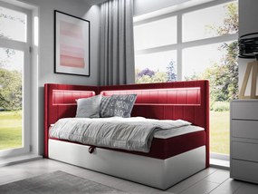 Kontinentálna jednolôžková posteľ Junior Ribezo 3, Strana: ľavá, Rozmer postele: 100x200, Dostupné poťahy: ekokoža Soft 017 (biela) + Fresh 08