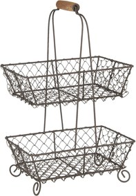 Dvojposchodový stojan z drôtených košov vo vintage štýle Filaire - 23 * 15 * 37 cm