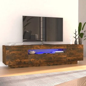 TV skrinka s LED svetlami dymový dub 160x35x40 cm