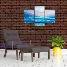 Obraz - Olejomaľba mora s čajkami (90x60 cm)