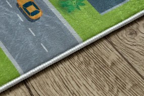 Detský koberec protišmykový BAMBINO 46990 letisko, zelený / sivý