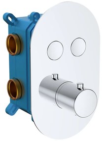 Mereo Mereo, Vaňový set s termostatickou podomietkovou tlačidlovou batériou - 2-cestná + sprchový set, MER-CB60106TB5