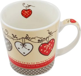 HOME ELEMENTS Hrnček porcelánový 500 ml, Srdiečka Množství: 4 ks