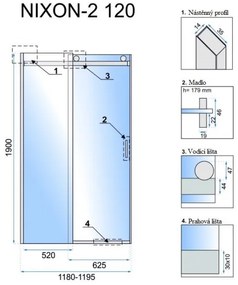 Sprchové dvere Rea Nixon-2 120 transparentné