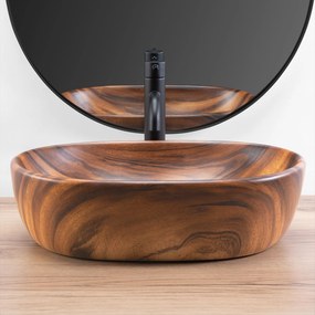 Rea Amelia Wood, umývadlo na dosku 480x345x135 mm, imitácia dreva-hnedá matná, REA-U5060