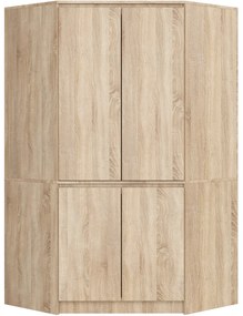 Rohová šatníková skriňa CLP 100 cm 4D dub sonoma