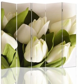 Gario Paraván Čerstvé biele tulipány Rozmery: 180 x 170 cm, Prevedenie: Klasický paraván