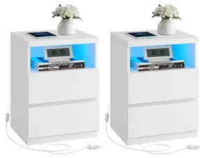 Set dvoch nočných stolíkov s LED osvetlením LET834W01