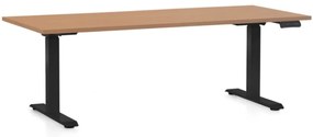Výškovo nastaviteľný stôl OfficeTech D, 180 x 80 cm, čierna podnož, buk