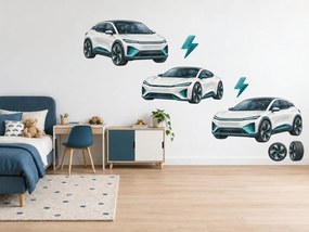 Moderné elektromobily akvarelové nálepky na stenu pre mladých technikov arch 199 x 122 cm