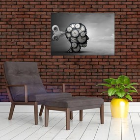 Umelecký obraz hlavy s hodinami (90x60 cm)
