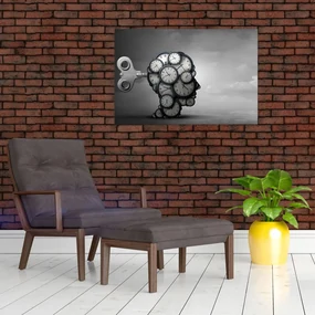 Umelecký obraz hlavy s hodinami (90x60 cm)