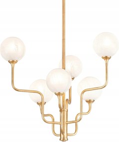 Hudson Valley závesné svietidlo Onyx oceľ/sklo zlatá/matná G9 6x25W 332-28-V