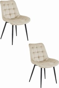 Set dvoch jedálenských stoličiek BERA zamatové béžové / čierne nohy (2 ks)