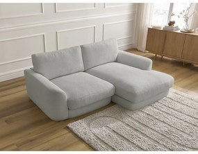 Svetlosivá rohová pohovka z textílie buklé (pravý roh/s leňoškou) Leonore – Bobochic Paris