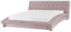 Zamatová posteľ 160 x 200 cm ružová LILLE Beliani