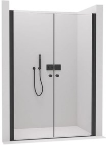Cerano Antelo, 2-krídlové sprchové dvere do otvoru 96x190 cm, 6 mm číre sklo, čierny matný profil, CER-CER-432355