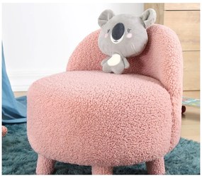 Svetloružové detské kresielko z textílie bouclé Moouv – Artie