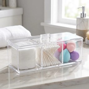 5Five® Priehľadný box s vekom Selena, 3 priehradky, 22,8 x 9,5 x 8,3 cm