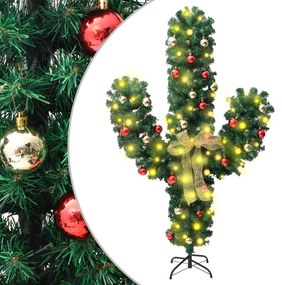 Vianočný kaktus s podstavcom a LED zelený 180 cm PVC 344656
