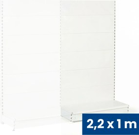 Predajný regál jednostranný, plné steny, 2200 x 1000 x 450 mm, prídavný, biela