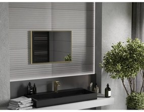 Mexen Loft, obdĺžnikové kúpeľňové zrkadlo 70 x 50 cm, farba rámu zlatá lesklá, 9852-070-050-000-50