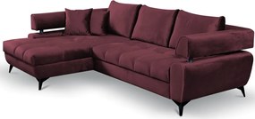 Rohová sedacia súprava Paris, vínová látka, ľavý roh