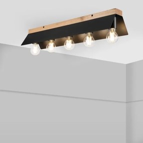 Stropné svietidlo ESME 5xE27/15W/230V čierna/dub