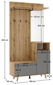 Predsieňová zostava Nadrano (dub evoke + grafit) . Vlastná spoľahlivá doprava až k Vám domov. 1097142