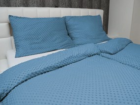 Biante Hrejivé posteľné obliečky Minky 3D bodky MKP-044 Kovovo modrá Jednolôžko 140x200 a 70x90 cm
