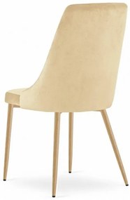 Set 4 stoličiek IMOLA - svetlý béžový zamat / nohy vo farbe dreva