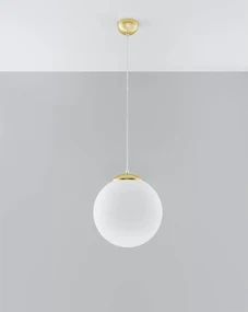 Závesné svietidlo Ugo, 1x biele sklenené tienidlo, (fi 30 cm), g